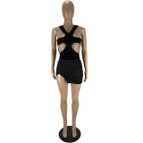 Hollow breast wrap skinny miniskirt dress LY9303