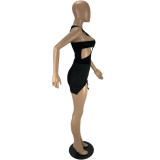 Hollow breast wrap skinny miniskirt dress LY9303