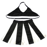 Fashion casual sexy solid color stitching halter waistless slim short two-piece group SM9182