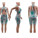 Sexy Printed Jumpsuit with Wrapped Chest TK6177