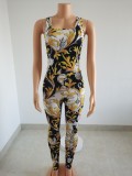 Plus size women's clothing net celebrity digital printing jumpsuit FFZ1117
