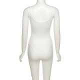 Sexy low-cut cardigan zipper high waist skinny casual sports jumpsuit  K21Q03163