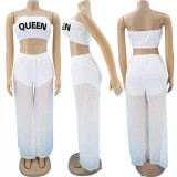 Casual net yarn + shorts + offset printing queen QUEEN two-piece suit W6066