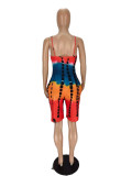 Tie-dye printed loose suspenders jumpsuit MN8360