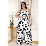 Two-piece set of wide-leg pants with printed zipper straps AP7026