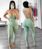 Sexy big backless U-neck jumpsuit with slit legs YT3271