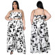 Two-piece set of wide-leg pants with printed zipper straps AP7026