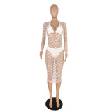 Polka dot bikini net gauze three-piece suit B753