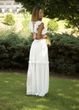 Long skirt with earrings and ruffled lace-up vest dress H8939
