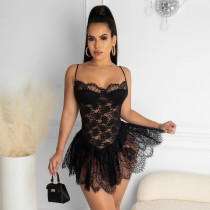 High elastic jacquard lace sexy dress E538