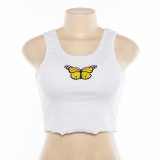 Butterfly embroidery slim fit sleeveless top T1733550