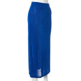 New women's solid color bag hip casual half-length low-waist long skirt Q21SK415