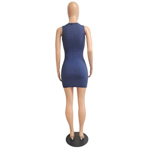 Fashion solid color stretch dress denim skirt CN0152