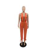 Solid color slim-fit bodice jumpsuit QS51010