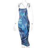 New style sling halter print dress D145062X