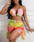 Women's digital printing swimsuit mesh two-piece suit (including panties) A8613