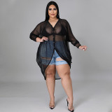 Sexy thin see-through shirt plus size long skirt ladies pajamas uniform temptation N7260