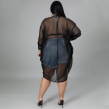 Sexy thin see-through shirt plus size long skirt ladies pajamas uniform temptation N7260