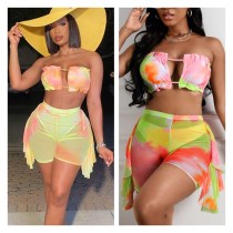Women's digital printing swimsuit mesh two-piece suit (including panties) A8613