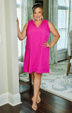 V-neck big skirt with wooden ears plus size women's dress W9309