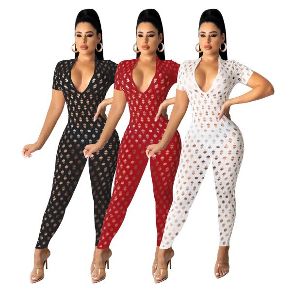 Tight-fitting sexy personality hole jumpsuit G6088