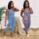 Women's clothing, solid color fashion, tight waistband, pocket vest jumpsuit XR2153