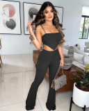 Two-piece super elastic sling strapless tube top flared pants ZH8552