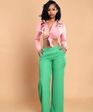 Fashionable casual personality with symmetrical four-button flared trousers with pockets LS6026