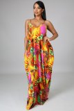 Plus size fashion floral long dress Q2037