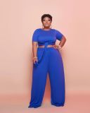 Plus size fat sister women's fashion casual sports mopping two-piece suit Q77233