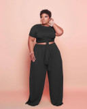 Plus size fat sister women's fashion casual sports mopping two-piece suit Q77233