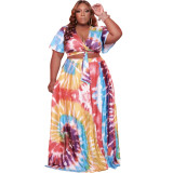 Plus size women's printed fashion casual two-piece suit Q77216