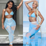 Swimsuit see-through mesh trousers, long skirt, three-piece suit FFD1124