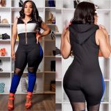 Contrasting color slim sports jumpsuit mesh breathable jumpsuit F8100