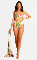 Women's summer print beach swimsuit three-piece suit L0254