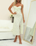 Summer new women's sexy fashion floral folds lace-up suspender skirt dress women  SUM2596A