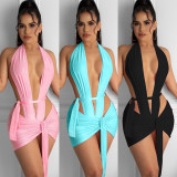 Sexy V-neck straps summer two-piece nightclub clothes A7178