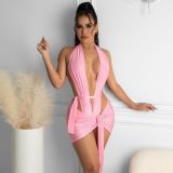 Sexy V-neck straps summer two-piece nightclub clothes A7178