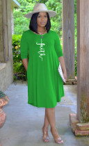 Women's dress summer mid-skirt casual printed T-shirt AL173