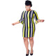 Plus Size Women's Striped Ruffle Sleeve Pullover Dress Y1322