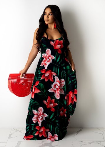 Fashion hanging wide loose long skirt with pockets dress WY6805