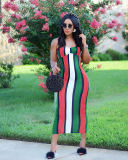 Summer sexy striped dress casual suspender dress J6216