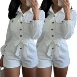 Women's fashion wholesale white woven casual jumpsuit BN7067