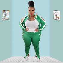 Contrasting color fashion casual sports two-piece suit plus size women's suit OSS20999