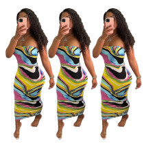 Women's Printed Tie-Dye Sexy Multicolor Dress NY8061