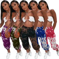Beautiful casual loose temperament casual cool sports tie-dye straight-leg pants Y7025