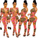 Women's fashion casual printed jumpsuit OMM1263