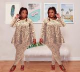 Autumn and winter women's clothing foreign trade urban fashion plus size two-piece suit HB4045