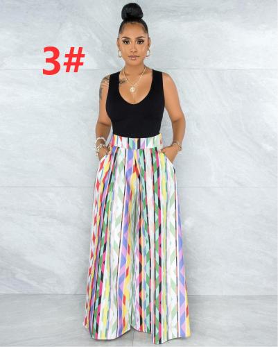 Printed casual vogue letters wide-leg culottes with pockets SD3109