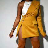 Women's 2021 new contrast color suit lapel one-shoulder buttoned oblique shoulder small suit jacket  G0418